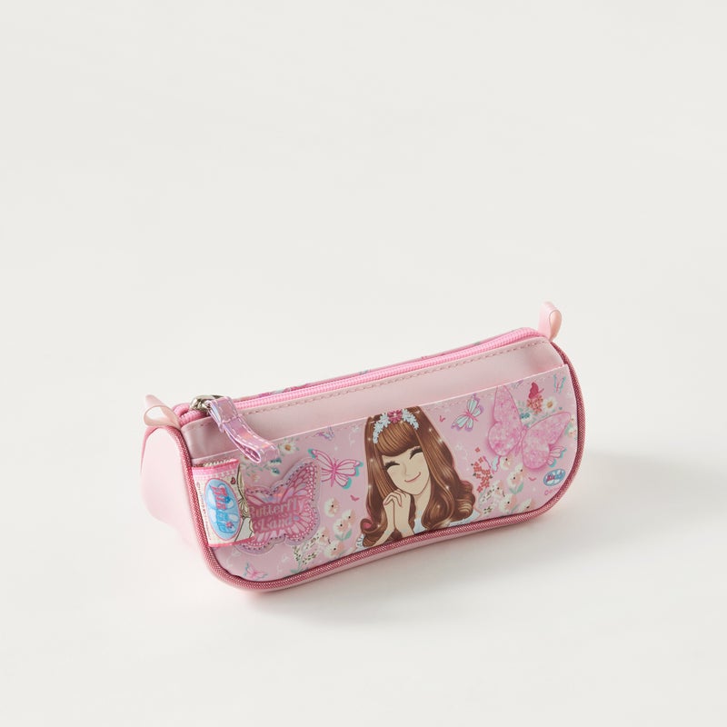 Minmie Butterfly Land-Pouch-1 Cmprt-Printed (Pvc) Pastel Pink \ 20X8X9 - Image 2